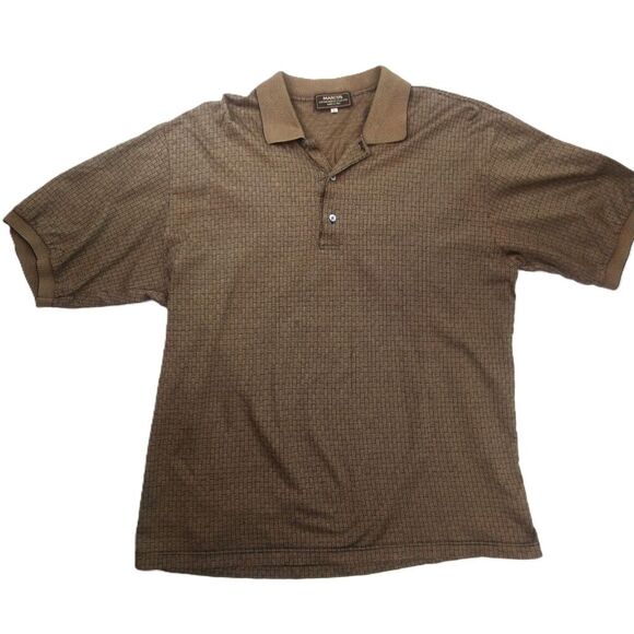 Vintage Marcus Neimann Marcus Men's Polo Shirt L Brass Brown Made in Italy 1990s - Picture 1 of 5